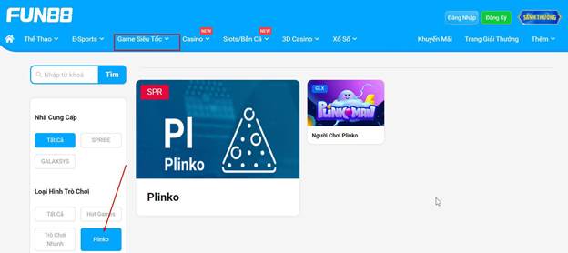 Truy cập Game siêu tốc chơi Plinko